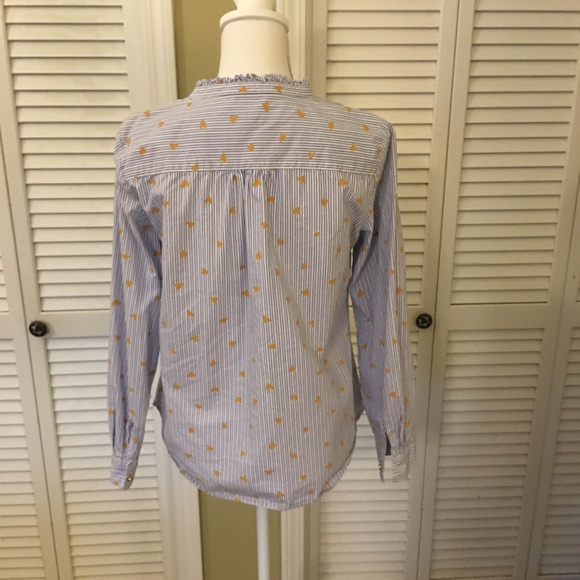 Talbots Ruffle Trim Striped Cotton Top with Heart Print Size S - Picture 7 of 9